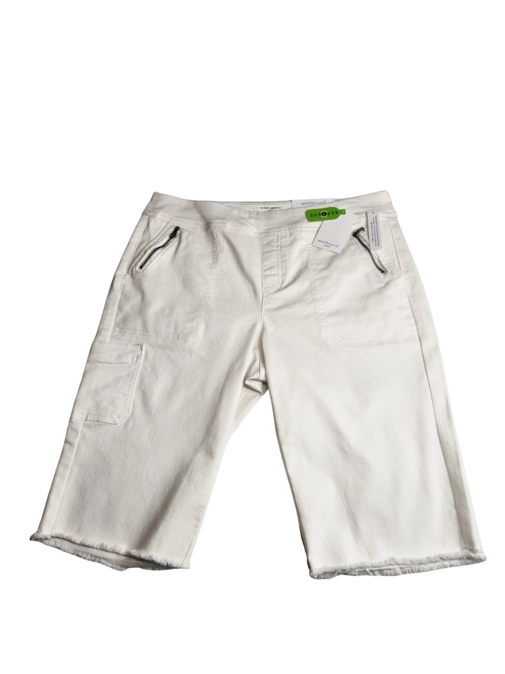 Westbound Park Avenue Women's Shorts Size 10P Pull On White Mid-Rise Raw Hem 57